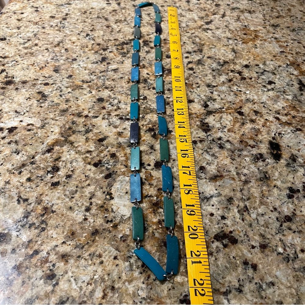 Multi Tones Rectangular Flat Wood Beaded Necklace - image 3